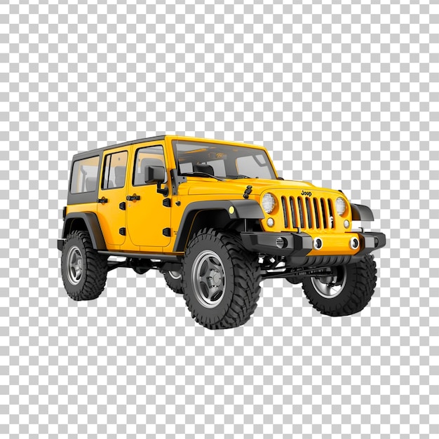 A yellow offroad vehicle car on a transparent background 3d rendering