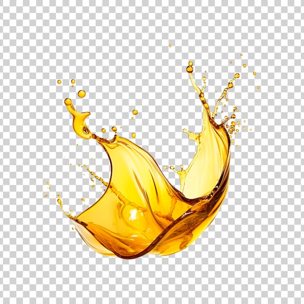 Yellow oil liquid splash on a transparent background