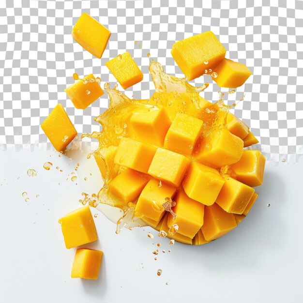 PSD a yellow and orange fruit that has been eaten by a cheetos