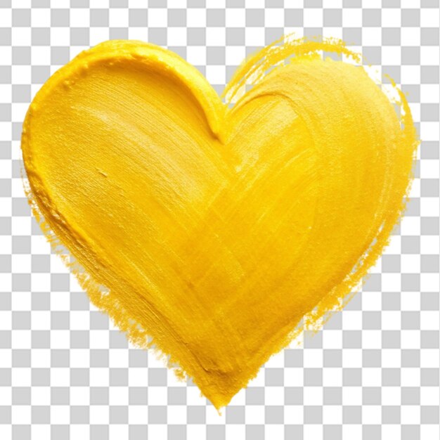 PSD yellow painted heart isolated on transparent background