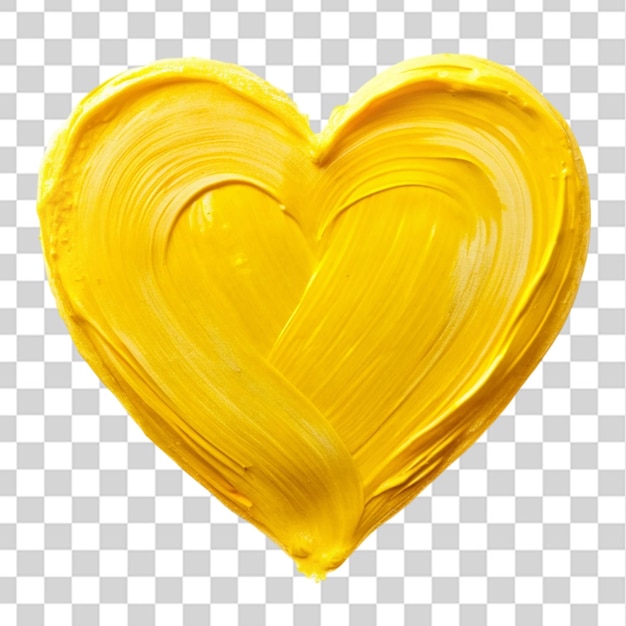 PSD yellow painted heart isolated on transparent background