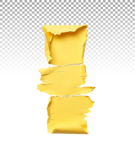 Yellow Paper Tear on Transparent Isolated Image