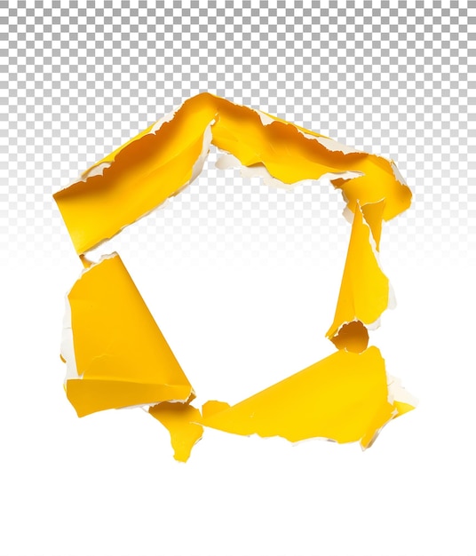 PSD yellow paper with hole isolated on transparent background