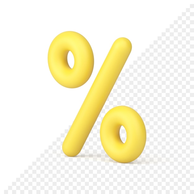 Yellow percentage decorative badge business retail promo realistic 3d icon illustration