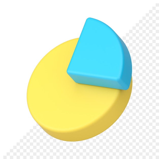 Yellow pie chart with blue segment 3d icon