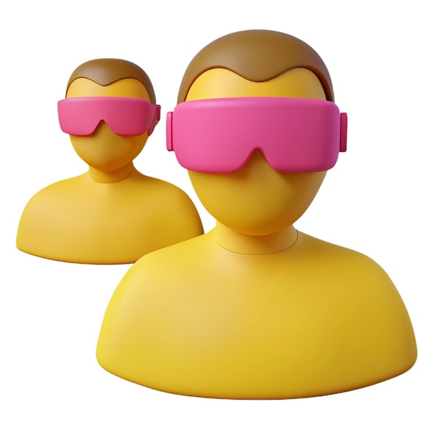 a yellow plastic figure with pink sunglasses on it