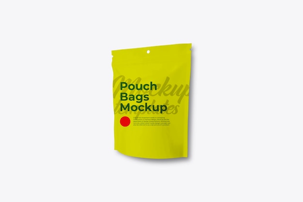 Yellow Pouch Doypack Bag Packaging Mockup with Zipper