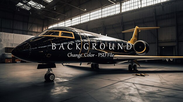 yellow private jet on hangar generated ai image