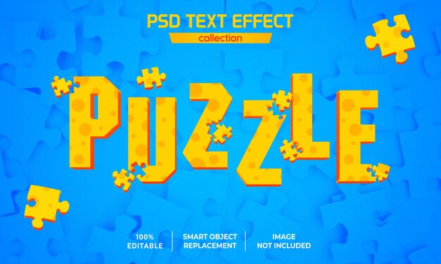 PSD yellow  puzzle jigsaw game text effect