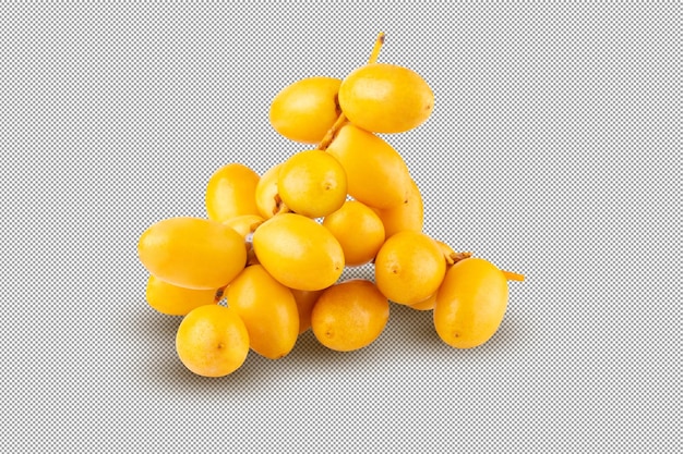 Yellow raw date palm isolated over alpha background