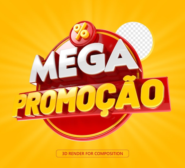 A yellow and red advertisement for mega promotion in brazil