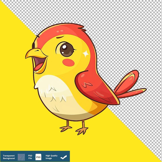 PSD a yellow and red bird with a red beak and a yellow background