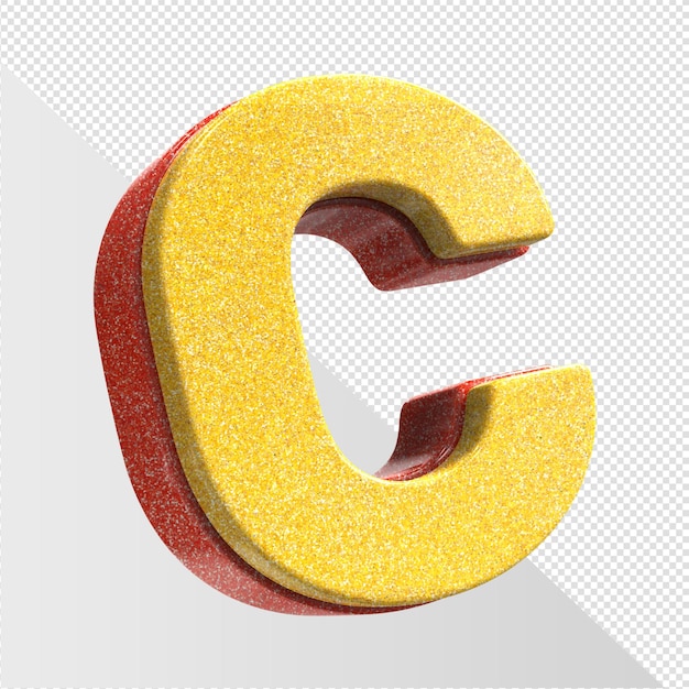 A yellow and red letter c with a red stripe.