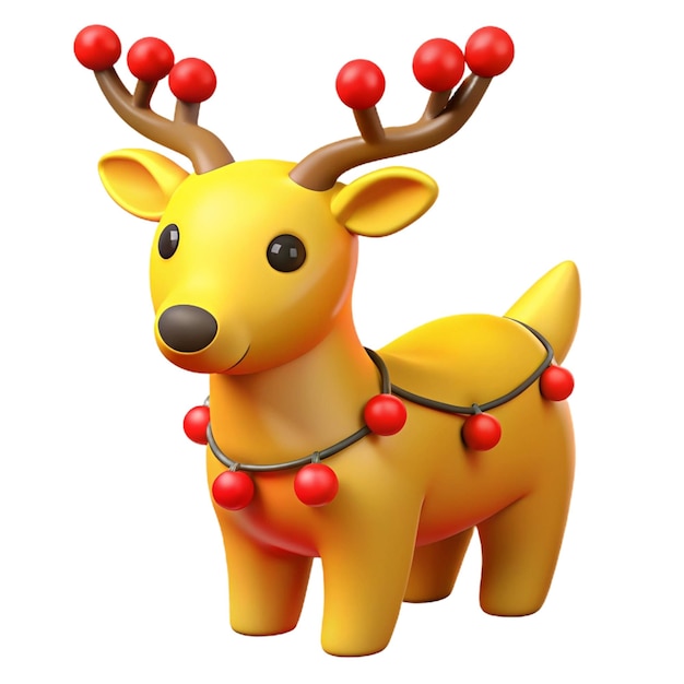 PSD a yellow reindeer with red berries on its antlers