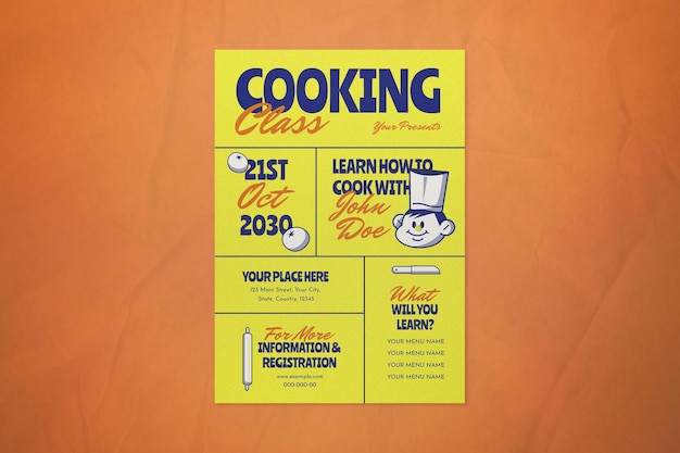 Yellow Retro Cooking Class Flyer