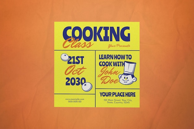 Yellow Retro Cooking Class Instagram Post