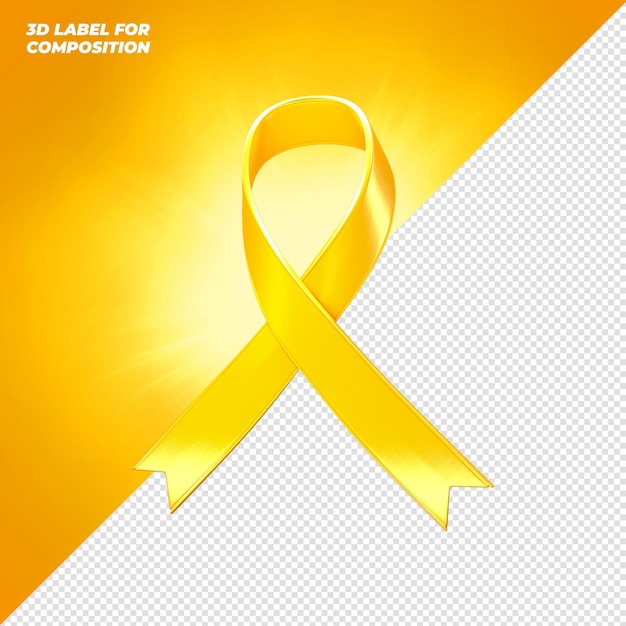 yellow ribbon label 3d render for composition