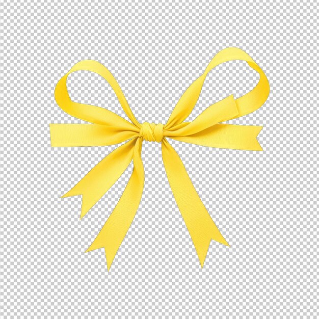 PSD yellow ribbon with a bow on a gray background