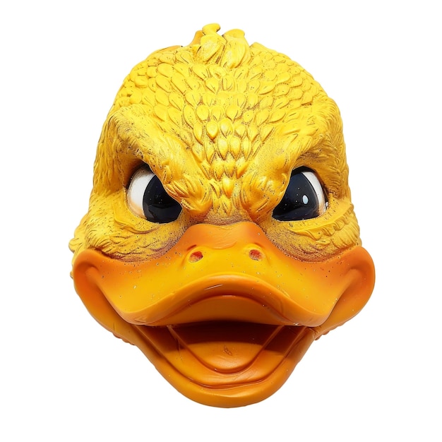 PSD a yellow rubber duck head with a black eye and a black eye