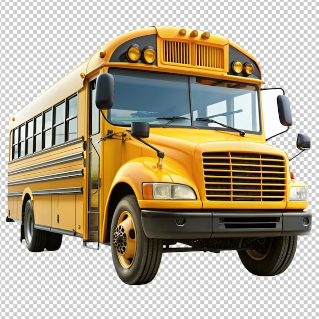 Yellow school bus isolated on transparent background