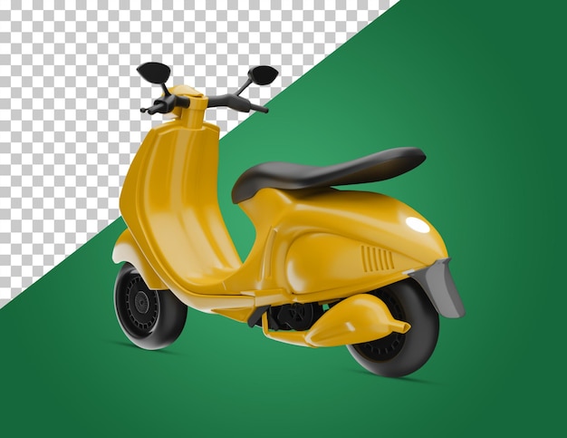 A yellow scooter with a green background and a green background.