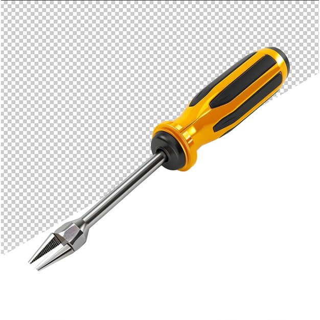 a yellow screwdriver with a yellow handle