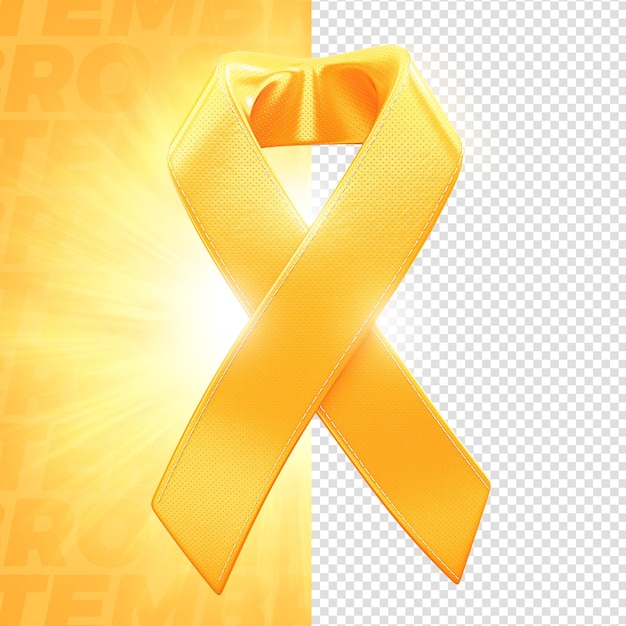 Yellow September Ribbon label 3d render for composition premium psd