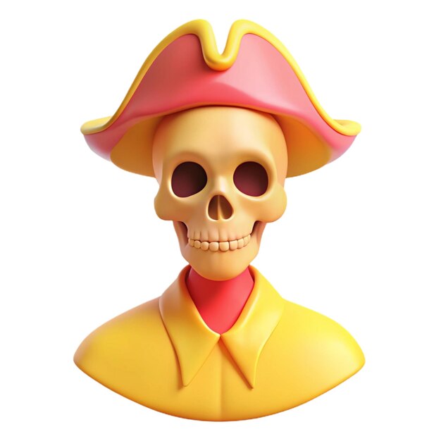 a yellow skull with a pink hat on it