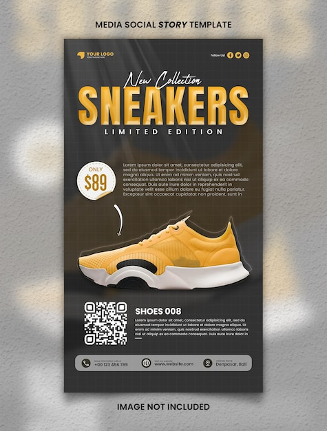 Yellow Sneakers Shoe Ad Template Social Media Story Post