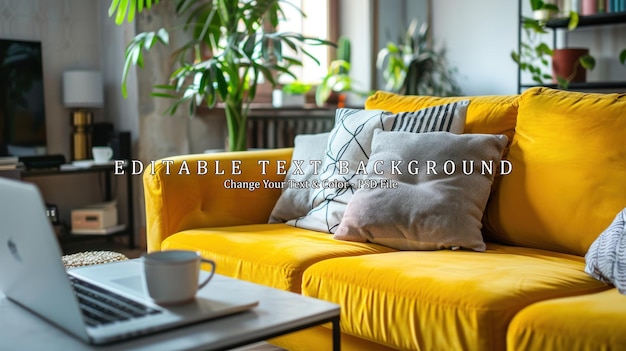 Yellow Sofa in Modern Living Room