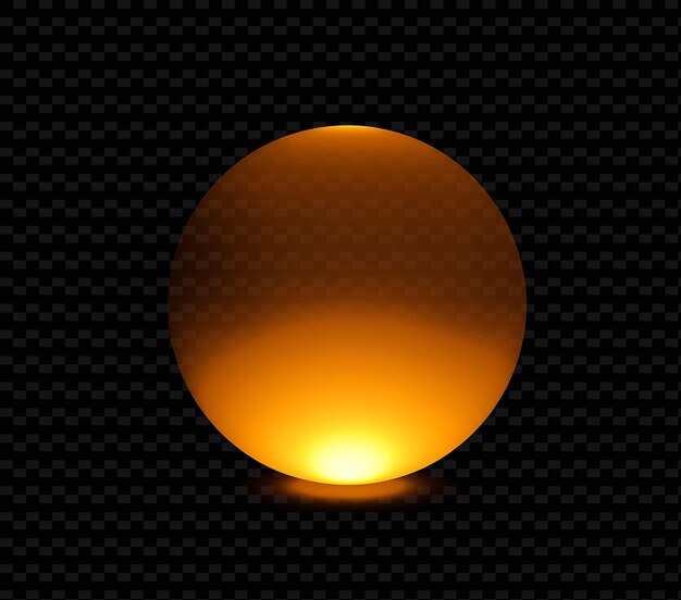 PSD a yellow sphere on a black background with a light on it