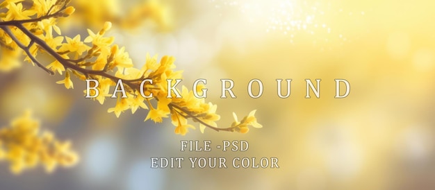 PSD yellow spring flowers on sunlight background