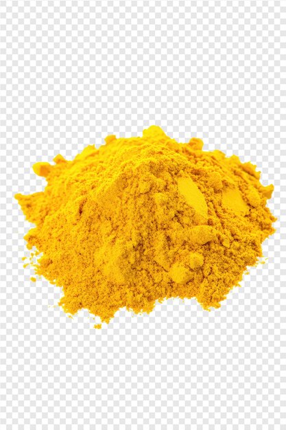 PSD a yellow substance of turmeric is shown on a transparent background