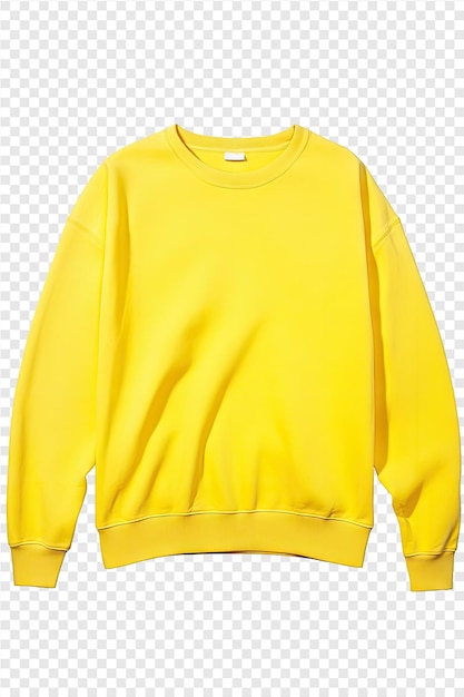 yellow sweatshirt with a white label on the front