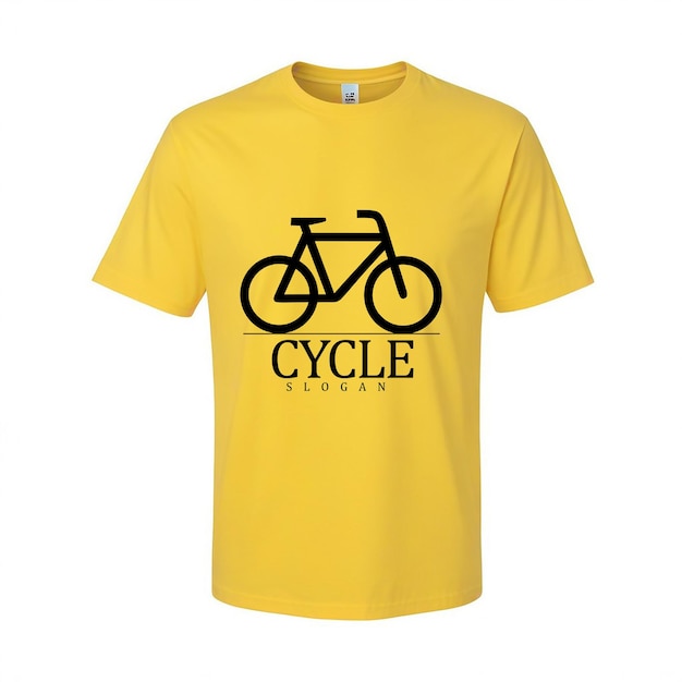 a yellow t shirt with a bicycle on the front