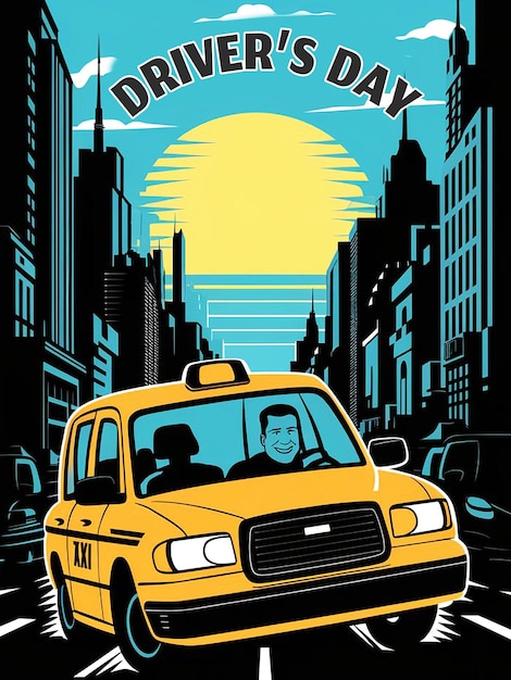 a yellow taxi cab with a man driving in the street