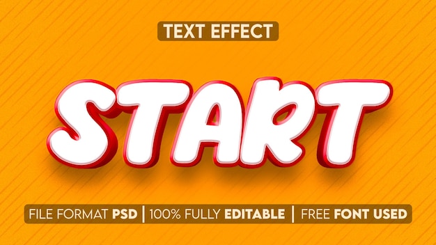 A yellow text effect with a red start text on the bottom