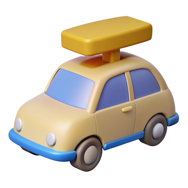 a yellow toy car with a yellow roof on top