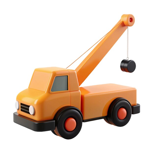 PSD a yellow toy truck with the word crane on it