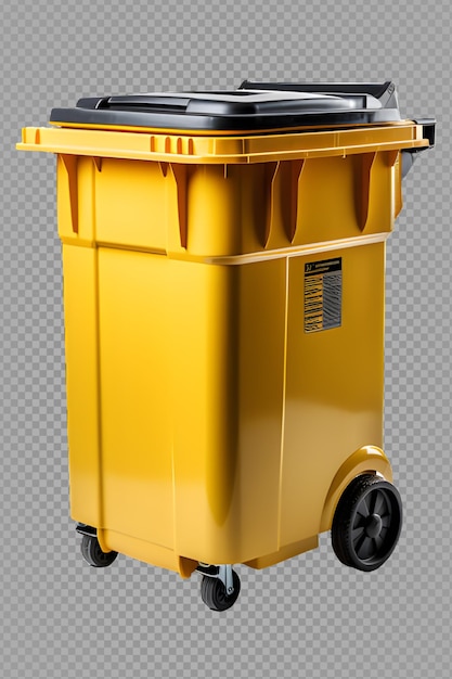 yellow trash can isolated on transparent background yellow garbage bin cut out png generative ai