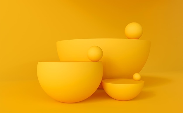 Yellow trendy podium product 3D render  