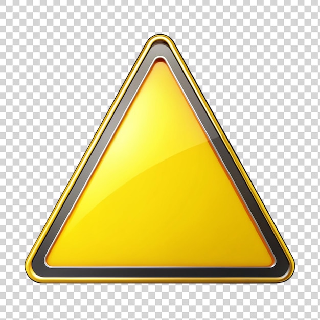 PSD yellow triangle warning sign isolated on transparent background