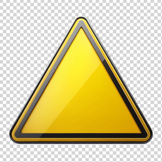 PSD yellow triangle warning sign isolated on transparent background