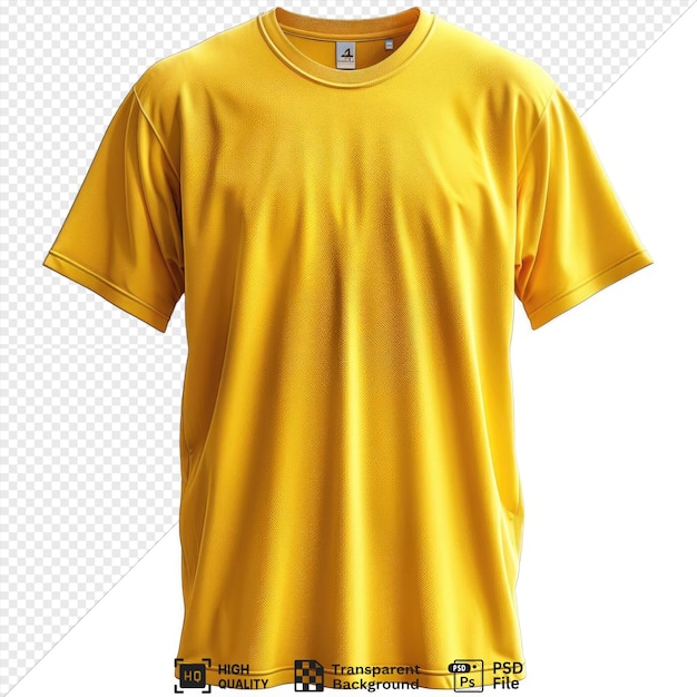 PSD yellow tshirt blank front view isolated on transparent background