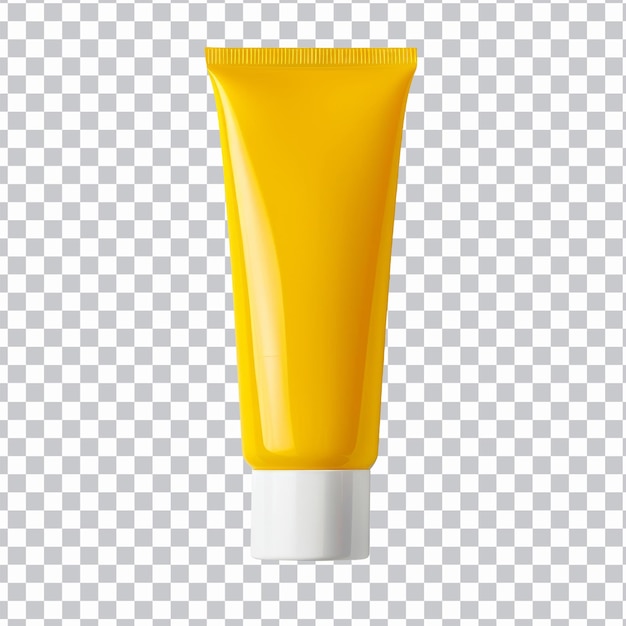 yellow tube of cream with a white label on a transparent background