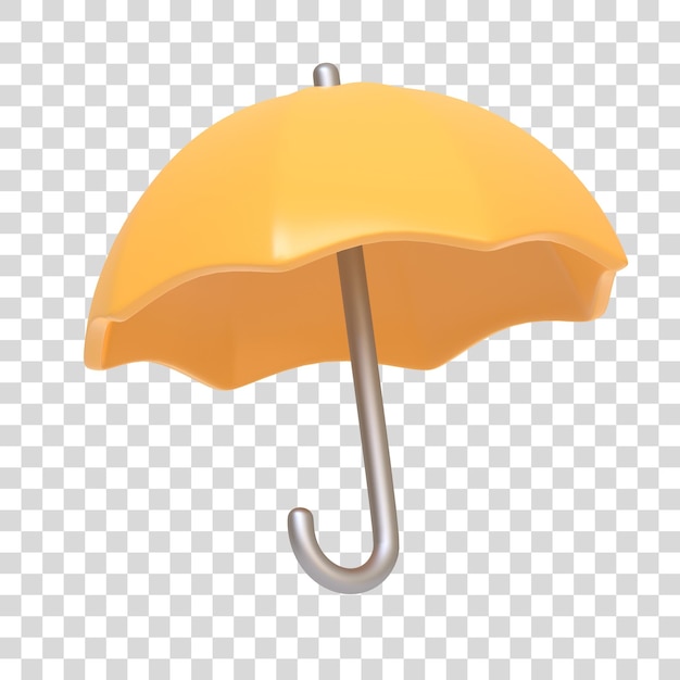 Yellow umbrella isolated on white background 3D icon sign and symbol Cartoon minimal style 3D Render