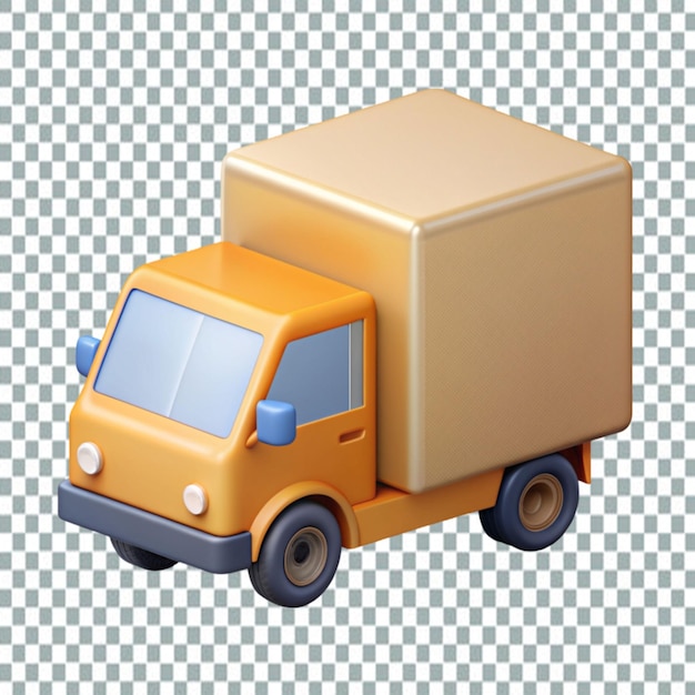 PSD yellow van automobile cargo goods transportation front side view realistic 3d icon