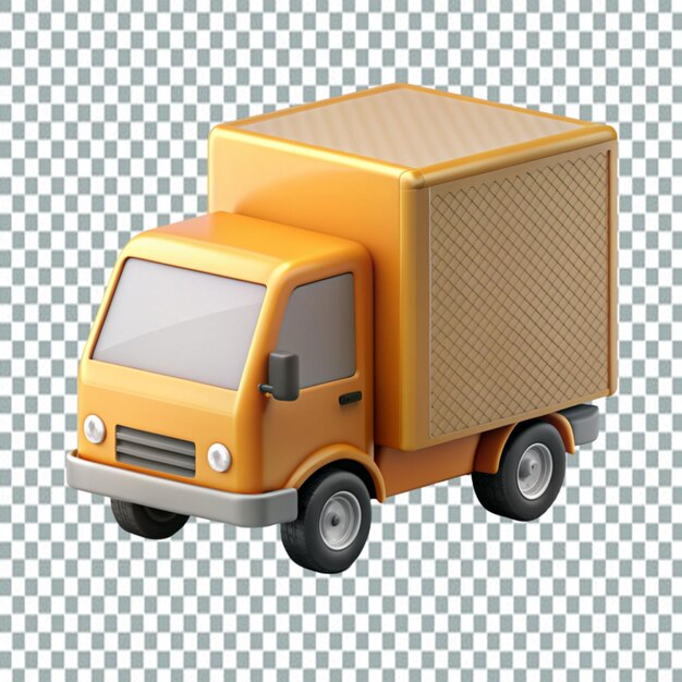 PSD yellow van automobile cargo goods transportation front side view realistic 3d icon