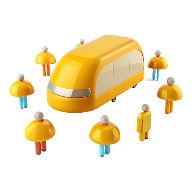 a yellow van with people standing around it