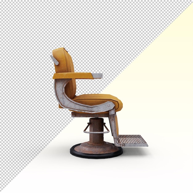 yellow vintage barber chair isolated